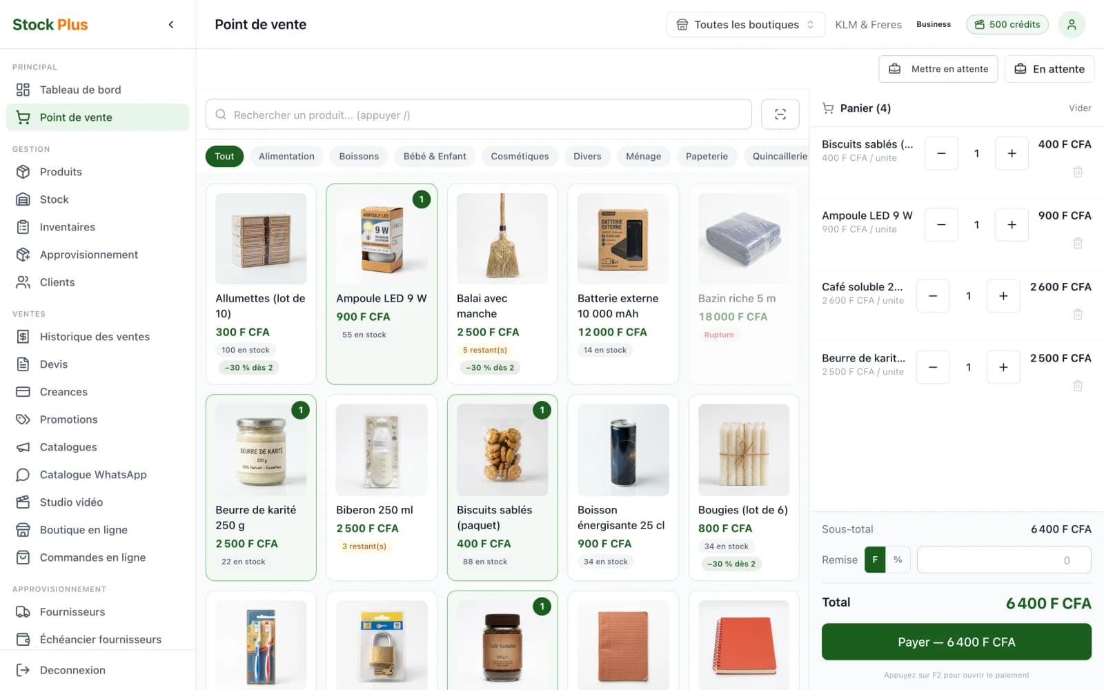 Point de vente StockPlus sur ordinateur